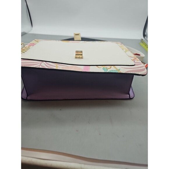 Aldo Shoulder  handbag women Floral Purple With Scarf New - Picture 8 of 8